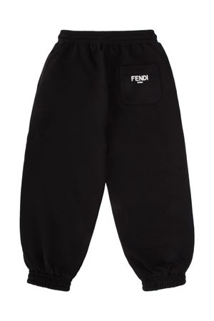 pantalone in cotone nero FENDI KIDS | JUF065AJ2UF11FU